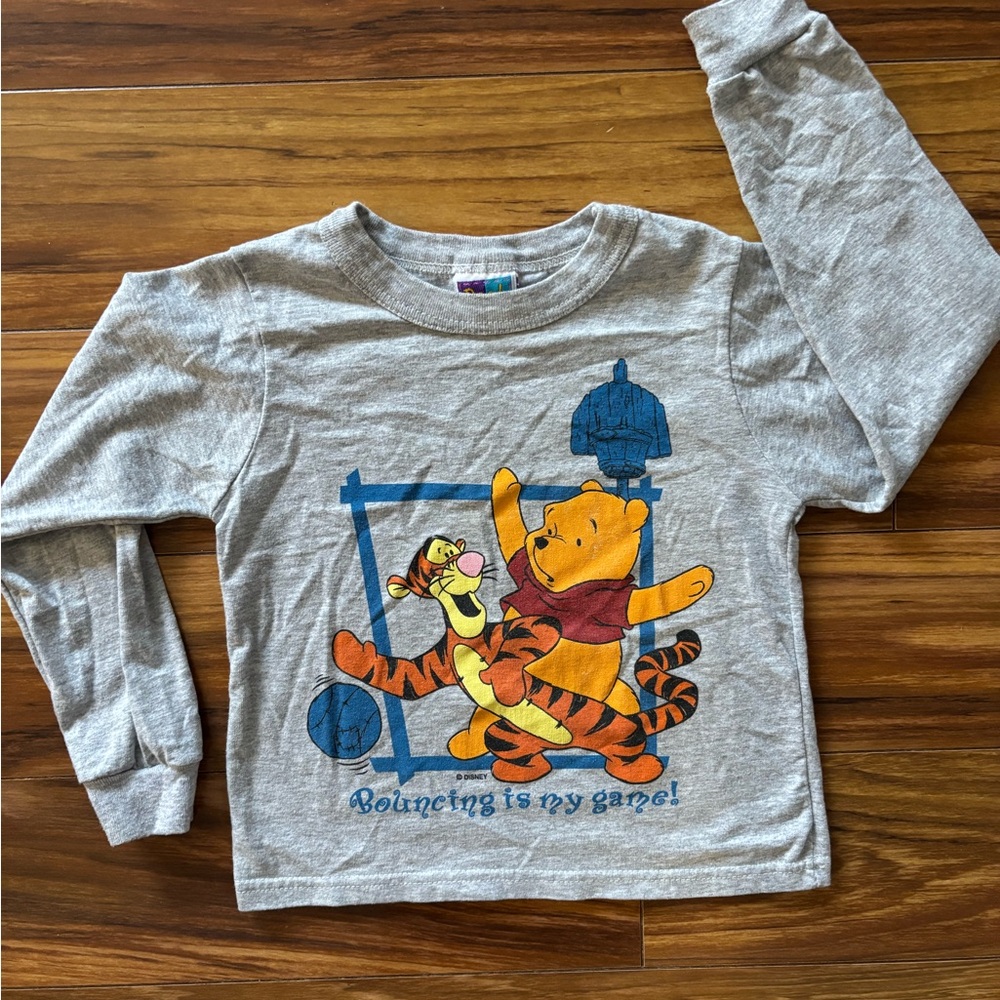 Disney Gray Long Sleeve Shirt with Pooh and Tigger